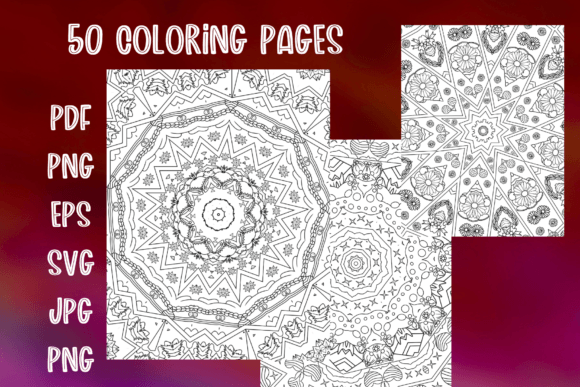 50 Coloring Page Bundle: Graphics for Crafting