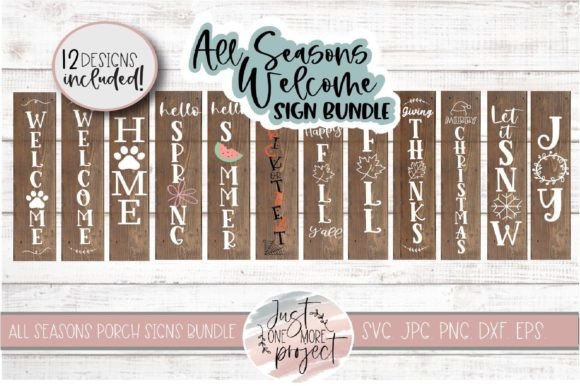 All Seasons Welcome Sign Bundle SVG for Graphics & Crafts
