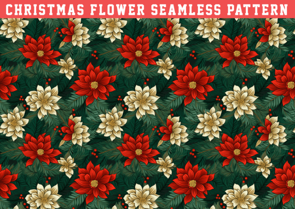 Christmas Flower Seamless Pattern: Graphics & Patterns