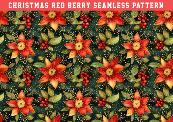 Christmas Red Berry Seamless Pattern: Graphics & Patterns Review