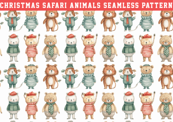 Christmas Safari Animal Seamless: Graphics & Patterns