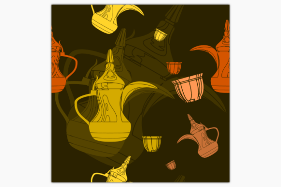 Dallah Pot and Finjan Cup Dark Pattern Graphics