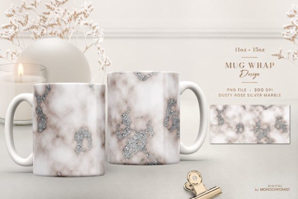 Dusty Rose Marble Graphics for Print Templates
