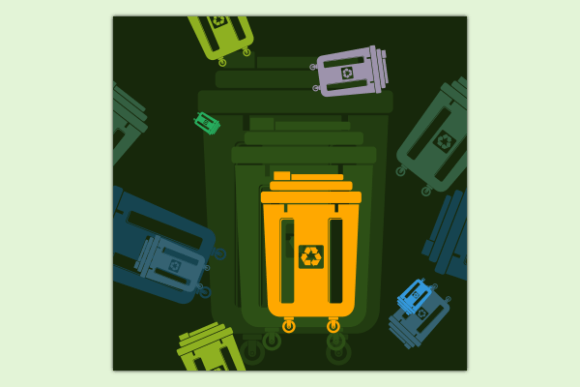 Flat Trash Bin Dark Seamless Pattern Graphics