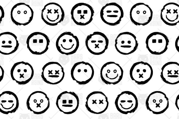 Grunge Smile Flat Seamless Pattern Graphics & Patterns