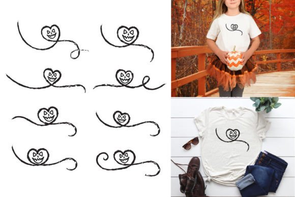 Halloween Heart Lines Pumpkin Face Svg Graphics