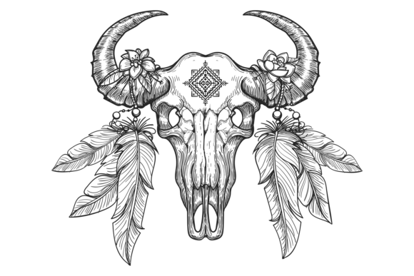 Horned Skull Graphics for Crafts Branding