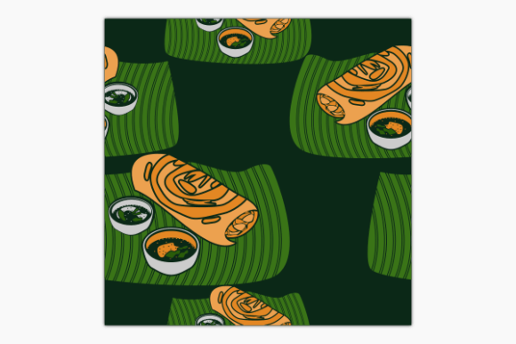 Indian Masala Dosa Dark Seamless Pattern Graphics