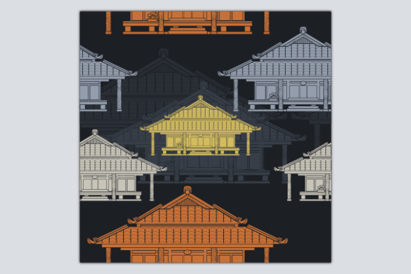 Japanese House Dark Seamless Pattern: Graphics & Patterns Review