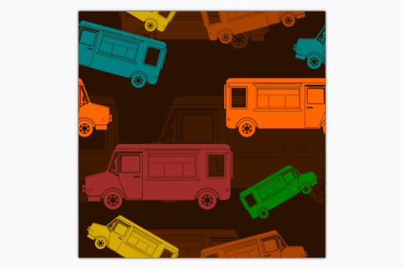 Mobile Food Truck with Menu Dark Pattern Graphics