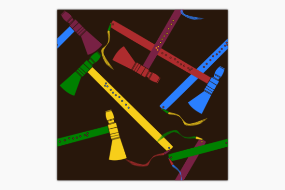 Native America Tomahawk Axe Dark Pattern Graphics