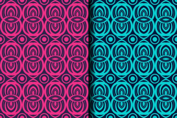 Pink and Blue Circle Pattern Graphics & Patterns