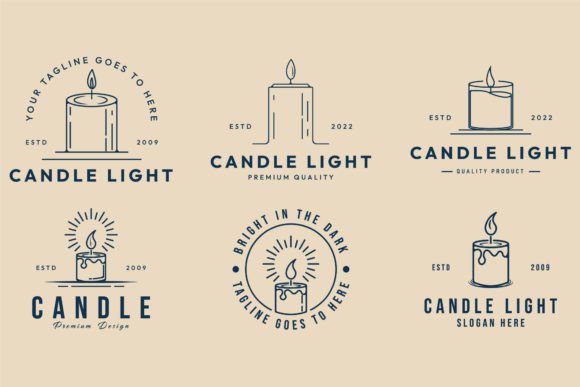 Set Candle Logo Line Art Simple: Graphics & Logos Review