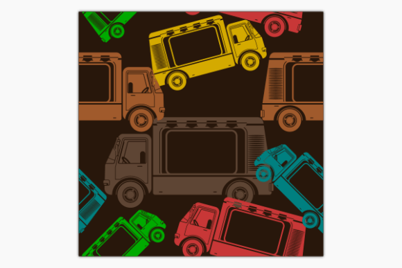Side View Mobile Food Truck Dark Pattern Graphics