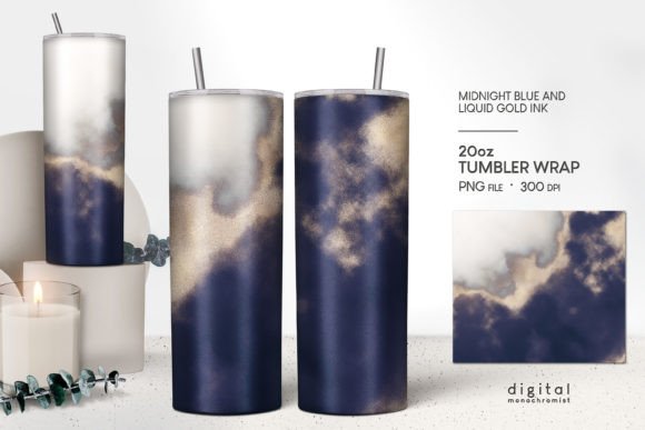 Tumbler Sublimation Blue Alcohol Ink Graphics & Crafts