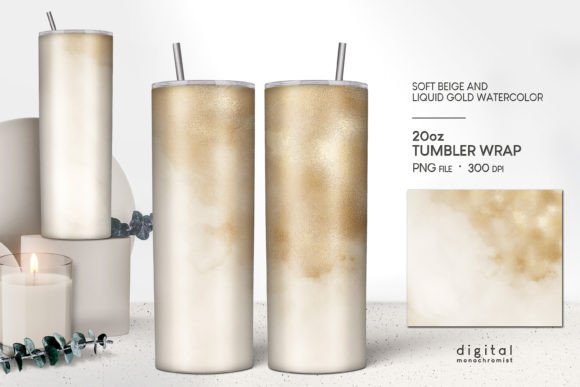 Tumbler Wrap Beige Gold Watercolor Graphics Review