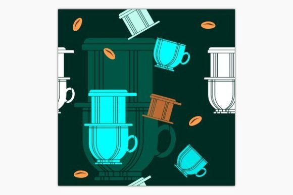 Vietnam Coffee and Beans Dark Pattern Graphics
